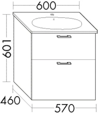 Burgbad Waschtischunterschrank Sys30 PG2 Echo 601x570x460 Tectona Dekor Zimt, WVZN057F3424 WVZN057F3424