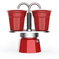 BIALETTI Espressokocher, 2 Tassen Espresso-Maker, Aluminium, Moka Set Coffee Maker, Camping rot