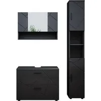 Vicco Badmöbel-Set Irma, Anthrazit Hochglanz, 3 Teile, mit Spiegelschrank 80 cm, (3-St., 3er Set)