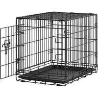 FEANDREA Tiertransportbox Faltbarer Hundekäfig mit Tür und Kunststoffschale, für Kleine Hunde 61,5 x 44 x 50 cm