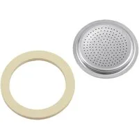 BIALETTI Dichtungsring Ersatzteilset, 2-teilig (1 Set) (2-St), 1 Dichtung Gummi + 1 Filter 2 Tassen