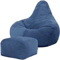 icon Sitzsack Sessel mit Rückenlehne aus Cord „Dalton“ mit Hocker (Spar-Set, 1 x Sitzsack, 1 x Fußhocker), Sitzsack XXL, Gaming Sitzsack, Made in Germany, Erwachsene & Kinder