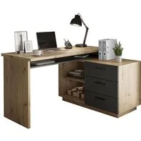 Lookway Eckschreibtisch CHIA Eiche Artisan Graphit, Breite: 138 cm
