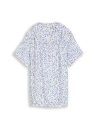 Tom Tailor - Plus Size - Bluse mit Muster white small leaves design - Gr. - 46