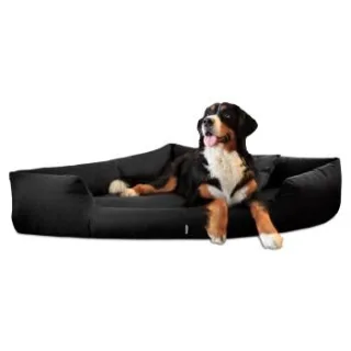 Tierlando ® TRIVIA | Orthopädisches Eckhundebett Polyester Hundebett Dreieckbett schwarz 80 cm, 25 cm, 80 cm