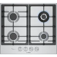 BOSCH Gas-Kochfeld Serie 6 PCH6A5I90, Präzises FlameSelect & robuste, durchgehende Gusseisen-Topfträger