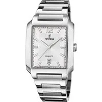 Festina Quarzuhr Festina Herrenuhr Edelstahl silber, (Analoguhr), Herren Armbanduhr eckig, rechteckig, Edelstahlarmband silber, Fashion