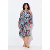 Ulla Popken Jerseykleid Kleid A-Linie Rundhals schulterfrei 3/4-Arm