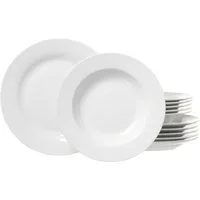 Ritzenhoff & Breker Tafelservice Bianco (12-tlg), 6 Personen, Porzellan, Teller Set, Porzellan, skandinavisch-schlichter Touch, Ø 21,5 cm