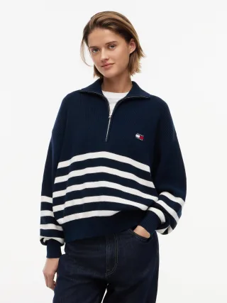 Tommy Jeans (PVH Group) - TJW QUARTER ZIP SWEATER Dark Night Navy - Gr. - M