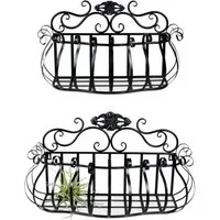 formano Wanddekoobjekt Wandkörbe 2er-Set aus Metall Schwarz (Set, 2 St., 2x Wandkorb, ohne Dekoration), Dekokorb Pflanzenständer Wandregal