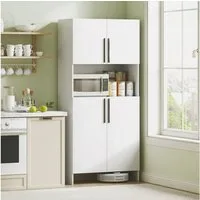 HOMCOM Küchenbuffet Küchenschrank mit Mikrowellenablage, Soft-Close-Tür (Aufbewahrungsschrank, 1-St., Vitrinenschrank) für Küche Esszimmer 79 x 40 x 175 cm Weiß