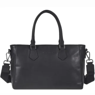 City-Shopper mit praktischen Tragegriffen aus Leder in schwarz | Greenburry. Kompakte Handtasche Pure Black für tägliche Erledigungen optimal.