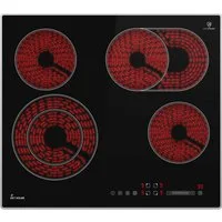 KKT KOLBE Elektro-Kochfeld CH5901AL, 59cm Herdplatte Kochfeld Kochplatte Glaskeramik 4 Zonen Autark Rahmen