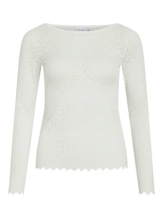 VILA - VIROMINA BOATNECK L/S TOP/TES snow white - Gr. - S
