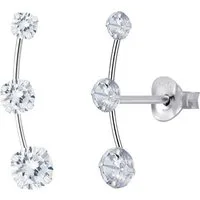 LÖB Paar Ohrstecker 925 Silber Ohrringe Zirkonia Bogen Ohrstecker Ohrkletterer Modern Lang (Geschenke für Frauen Damen Beste Freundin Mutter Mama Ehefrau Oma sie zum Geburtstag Schmuck Sommer, Inkl. Schmuckbox), Glitzer Strass Steine Ohrmanschette Oh