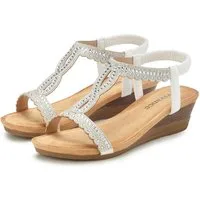 Vivance by Lascana Sommerschuh, offener Schuh, Sandale, Keilsandalette, Sandalette mit Glitzerdetails, Keilabsatz & elastischem Riemchen VEGAN