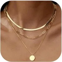 LuxusKollektion Kette und Anhänger Set Halskette Damen Edelstahl Gold Silber Münzanhänger Gold