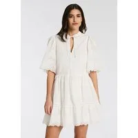 BOSS ORANGE Sommerkleid Denvita Premium Damenmode mit Lochstickerei, Mini-Länge