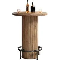 Tribesigns Stehtisch 100cm Runder Bartisch Bistro-Kneipentisch mit Fußstütze aus Metallring