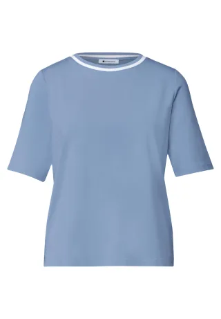 Street One - T-Shirt mit Rundhals und Kontrastdetail northern blue - Gr. - 34