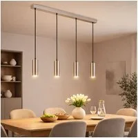 GLOBO LIGHTING Pendelleuchte, Leuchtmittel inklusive, Warmweiß, Pendellampe Esszimmerleuchte 4-flammig LED Metall chrom 3000K L 65cm