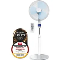 Brandson Standventilator Fernbedienung, Höhe & Neigung verstellbar, NTV Sieger 2026 leise, 50W, 40,5 cm Durchmesser, mobiler Lüfter, 3 Geschwindigkeitsstufen, GS-Geprüft, Oszillation