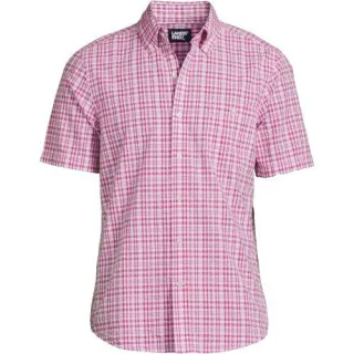 Seersucker-Kurzarmhemd, Classic Fit, Herren,  Lila, Baumwolle, by Lands' End