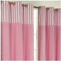 Homescapes Gardine Gardinen Polka Dots & Streifen rosa 2er Set 137 x 117 cm