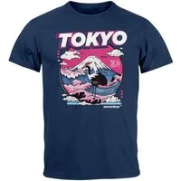Neverless Print-Shirt Herren T-Shirt Tokyo Japan Fuji Frontprint Grafik Japanische mit Print
