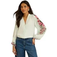 Love & Roses Langarmbluse Love & Roses Bluse mit Kerbausschnitt, Regular (1-tlg)