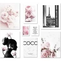 ARTFAVES Bilder-Collage Poster Set Coco I mehrteilige Bilderwand I Wandbilder Rosa, (Wandbilder)
