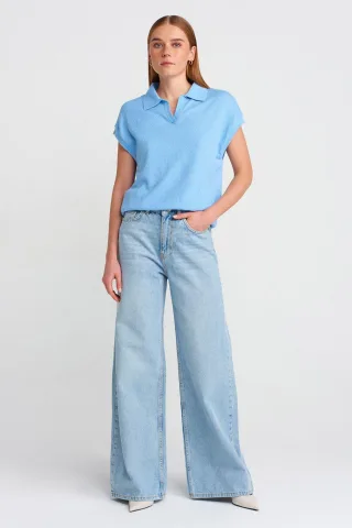Hoch Taillenweite Bein Baumwoll-Denim-Jeans