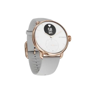 Withings ScanWatch Ziffernblatt weiß [inkl. Kunststoffarmband grau] 38mm Edelstahlgehäuse rosegold