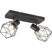 meineWunschleuchte Deckenspots, ohne Leuchtmittel, Decken-lampe Industrie-Design mit 2x Draht Lampen-schirm, Breite 30cm