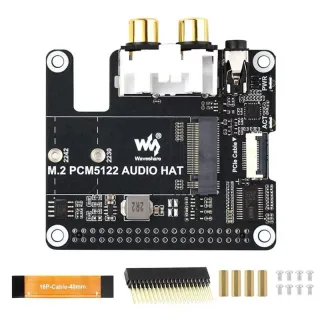 PCIe To M.2 HAT With I2S Audio Extension For Raspberry Pi Supports NVMe Protocol Solid State Drive PCM5122 DAC Onboard R