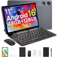 POCKAM P11 Android 16 Tablet mit Tastatur, Stift, Maus, 11 Zoll, 8800mAh Tablet (11", 8 GB, Android 16, Gemini AI, 13 MP, 5G WiFi/Widevine L1/GPS/Face ID/zwei Lautsprecher)