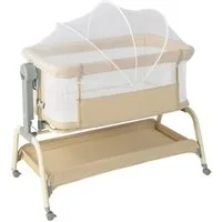 COSTWAY Baby-Reisebett 4 in 1 Beistellbett, 6 fach höhenverstellbar