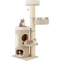 KOMFOTTEU Kratzbaum, mit 2-stöckiger Katzenwohnung & 2 Sitzstangen