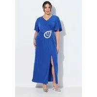 Ulla Popken Cocktailkleid Maxikleid drapiert Applikation V-Ausschnitt