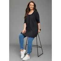 Laura Scott CURVE Longshirt Große Größen im A-Shape mit krempelbaren Ärmeln