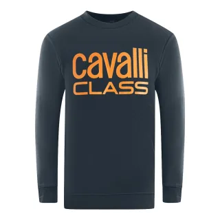 Cavalli Class Fettes Markenlogo Navy Blau Sweatshirt