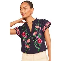 Love & Roses T-Shirt Love & Roses Bluse mit Flatterärmeln (1-tlg)
