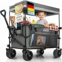 all Kids United Bollerwagen Faltbarer Bollerwagen mit Bremse 150kg Strand Garten Handwagen (Handwagen Transportkarre mit Bremse, Verstellbarer Griff), für Strand, Garten & Outdoor