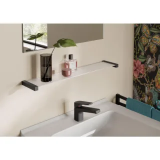 Hewi System 900 Q Ablage mit Seifenspender 900Q03.00260DC pulverbeschichtet schwarz tiefmatt