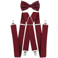 axy Hosenträger Herren Hosenträger mit Fliege Set 3,5cm Breit (2-St., 2er Set) 4 Stabile Clips X-Form, verstellbar und elastisch 120cm Lang