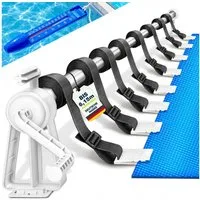 tillvex Pool-Abdeckplane Pool Aufroller 1,05-6,15 m Aufrollsystem Solarplane inkl. Thermometer, Aufrollvorrichtung für Poolplane & Abdeckung, inkl. Bänder
