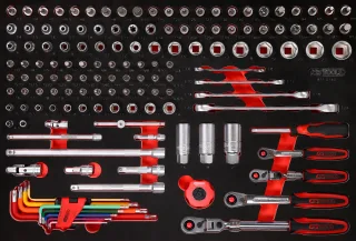 KS Tools 1-4'' + 3-8'' Steckschlüssel-Satz in Schaumstoffeinlage, 140-tlg - 811.0140