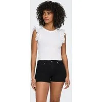 ONLY Rüschentop ONLMATHILDA S/L LACE DETAIL TOP JRS NOOS Baumwollmischung, regular fit, Rundhals