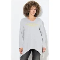 Ulla Popken T-Shirt Shirt Schriftmotiv A-Linie V-Ausschnitt Langarm